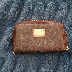 Michael Kors Brown Textured Wallet with Gold Logo